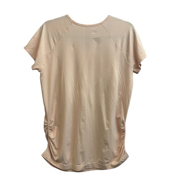 Athleta Speedlight Ruched Side Light Pink Athletic Tee Shirt XL Workout Slimming - Picture 6 of 6